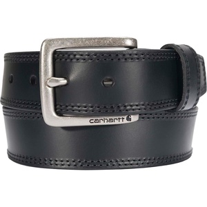 image:imageCarhartt Mens Rugged Leather Engraved Buckle BeltsBlack W Brushed Roller Finish