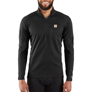 image:imageCarhartt Mens Force Heavyweight Heathered Knit Base Layer Crewneck Pocket TopBlack