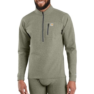 image:imageCarhartt Mens Force Heavyweight Heathered Knit Base Layer Crewneck Pocket TopBurnt Olive Heather