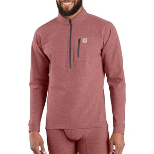 image:imageCarhartt Mens Force Heavyweight Heathered Knit Base Layer Crewneck Pocket TopFired Brick Heather