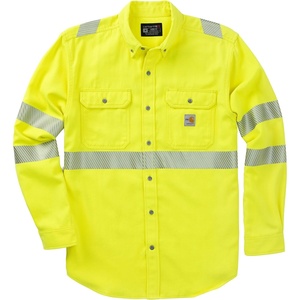 image:imageCarhartt Mens Fr Hv Force Twill Ls Class 3 ShirtBrite Lime