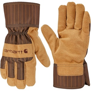 image:imageCarhartt Mens GL0839M Insulated Synthetic Suede Safety Cuff GloveBrown Rr Stripe