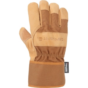 image:imageCarhartt Mens Insulated Duck Synthetic Leather Safety Cuff GloveBrown