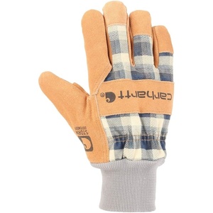 image:imageCarhartt Womens Insulated Suede Work Glove With Knit CuffNavy Plaid