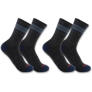 image:imageCarhartt Mens Midweight Stripe Crew Sock 2 PackCoal Heather