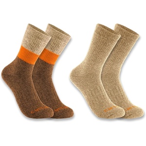 image:imageCarhartt Mens Midweight SyntheticWool Blend Colorblock Crew Sock 2 PackAssorted 02 Orange Block