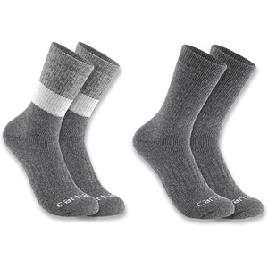 image:imageCarhartt Mens Midweight SyntheticWool Blend Colorblock Crew Sock 2 PackGrey Assorted