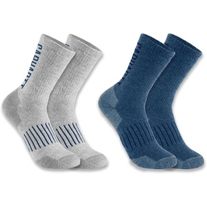 image:imageCarhartt Mens SC9522M Midweight SyntheticWool Blend Logo Crew Sock 2PackAssorted 02