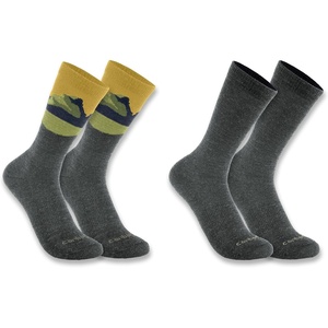 image:imageCarhartt Mens SC9592M Midweight SyntheticWool Blend Mountain Crew Sock 2PackAsst02 Khaki