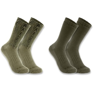 image:imageCarhartt Mens SC9602M Midweight SyntheticWool Blend Woodgrain Crew Sock 2PacOlive Assorted