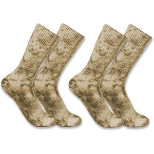 image:imageCarhartt Womens SC9382W Womens Midweight TieDye Crew Sock 2PackMalt Khaki