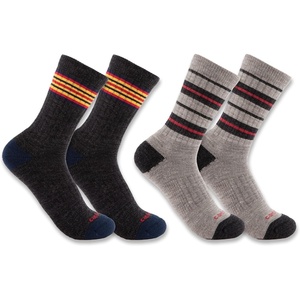 image:imageCarhartt womens Midweight Stripe Crew Sock 2 PackAssorted 1